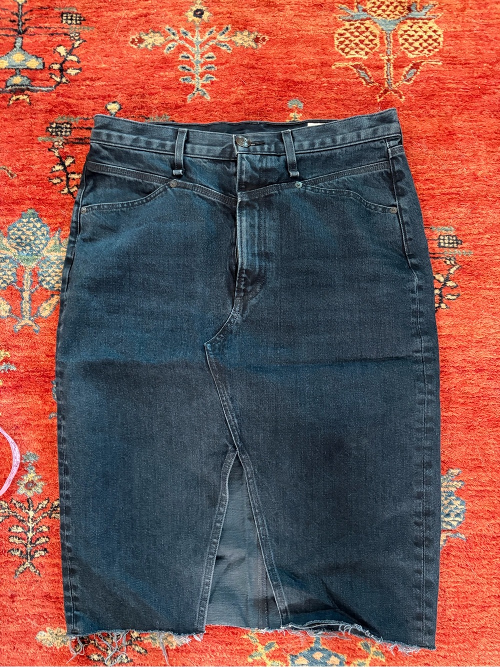 rag & bone Black Stretch Cotton Denim Skirt - Size 29